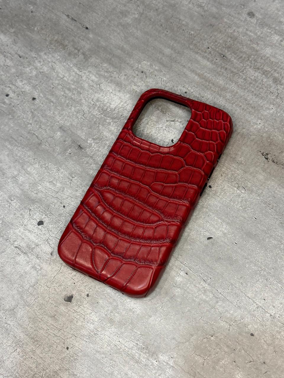 Красный кожаный чехол из крокодила MobCase 1989