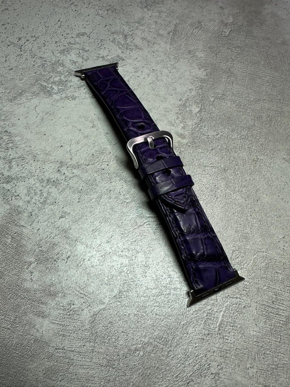 Фиолетовый кожаный ремешок из крокодила MobCase 2011 для Apple Watch
