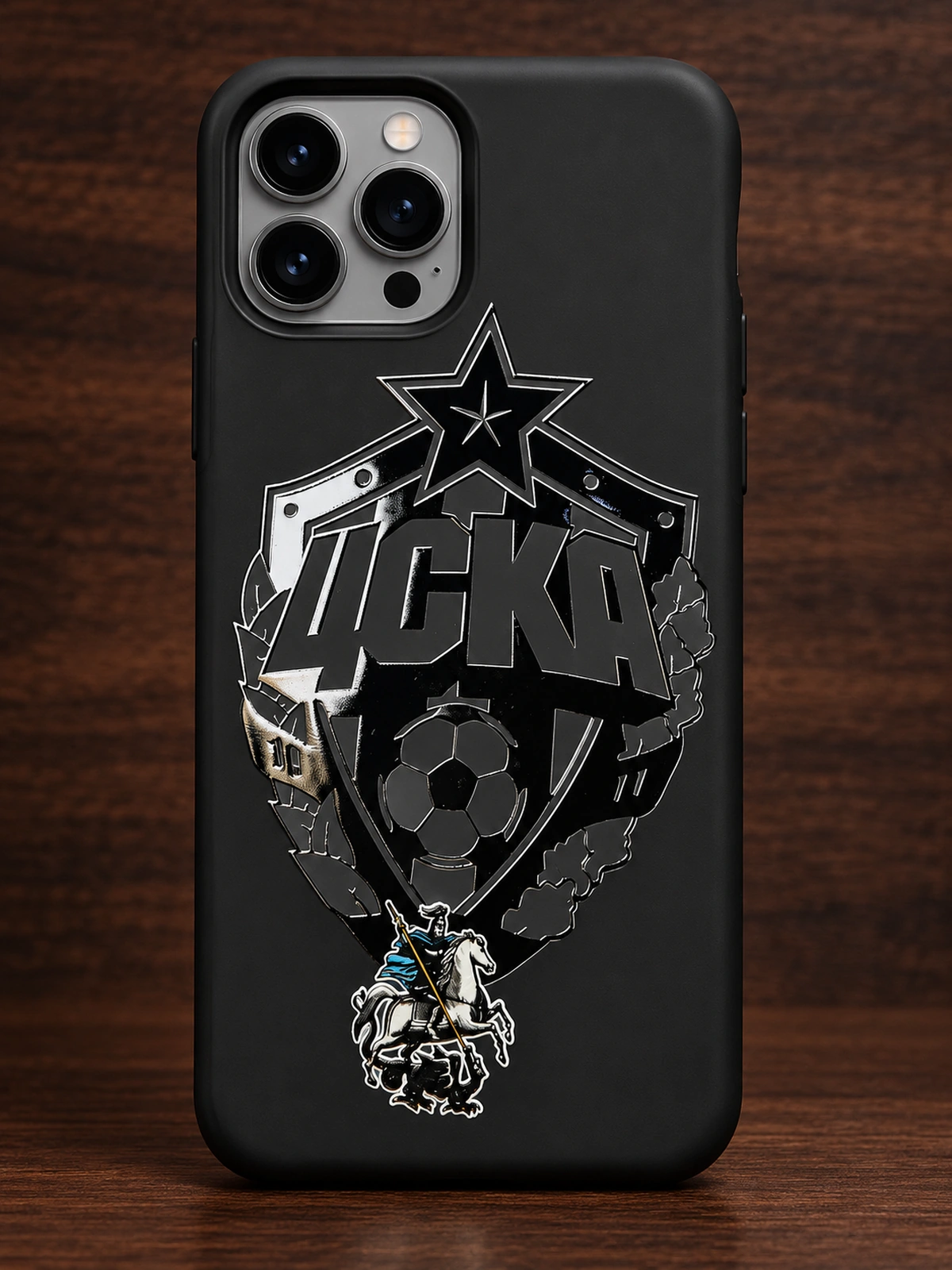 Купить Чёрный чехол с логотипом ЦСКА Mobcase 1583 для iPhone 13 Pro — заказать в ателье премиальных аксессуаров Мобкейс