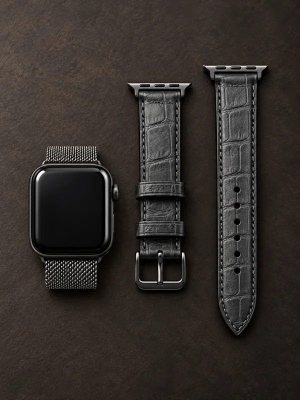 Чёрный кожаный ремешок для Apple Watch — заказать в ателье аксессуаров Мобкейс