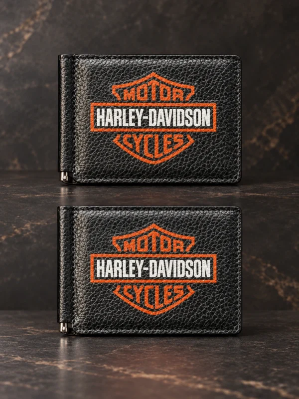 Кожаный зажим для денег с логотипом Harley Davidson — заказать в ателье аксессуаров Мобкейс