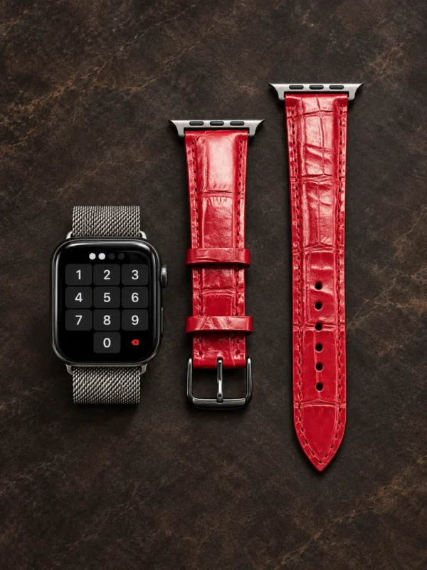 Красный кожаный ремешок для Apple Watch — заказать в ателье аксессуаров Мобкейс