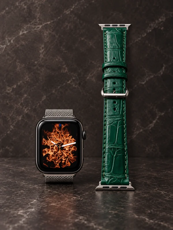 Зелёный кожаный ремешок для Apple Watch — заказать в ателье аксессуаров Мобкейс