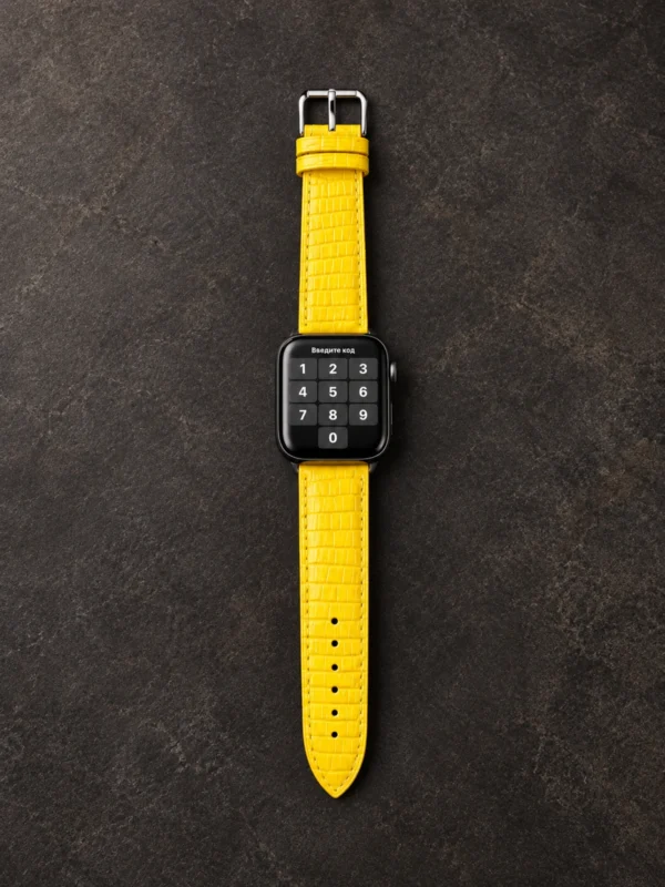 Жёлтый кожаный ремешок для Apple Watch — заказать в ателье аксессуаров Мобкейс