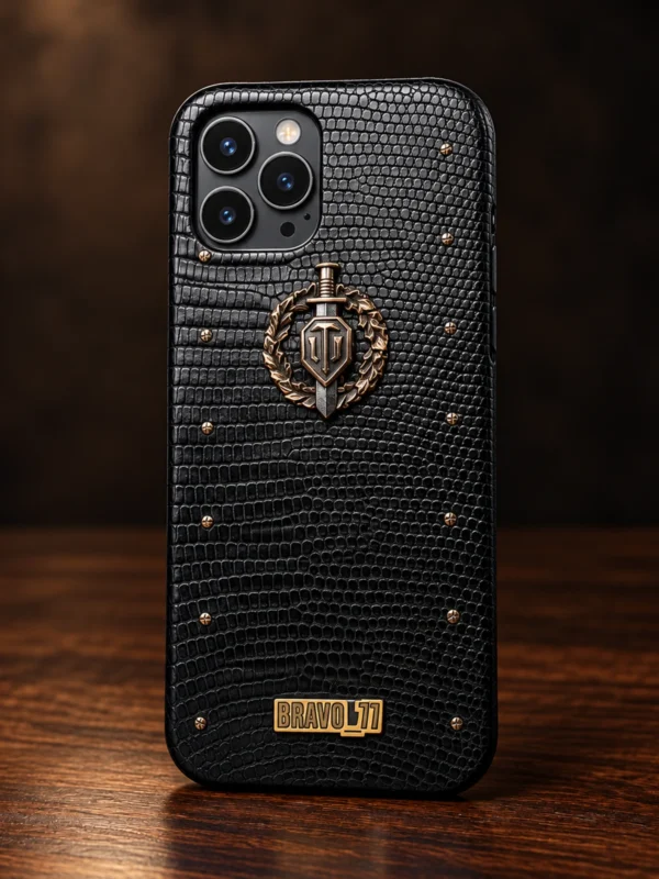 Купить Эксклюзивный чехол из кожи игуана с элементами из бронзы Mobcase 1348 — заказать в ателье премиальных аксессуаров Мобкейс