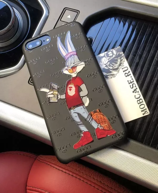 Брендовый чехол Gucci с принтом модного Bugs Bunny 614, для iPhone 7/8|7/8Plus|XXS|XSMAX|XR