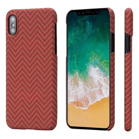 Чехол Pitaka MagCase, карбоновый, красно-оранжевый для iPhone X