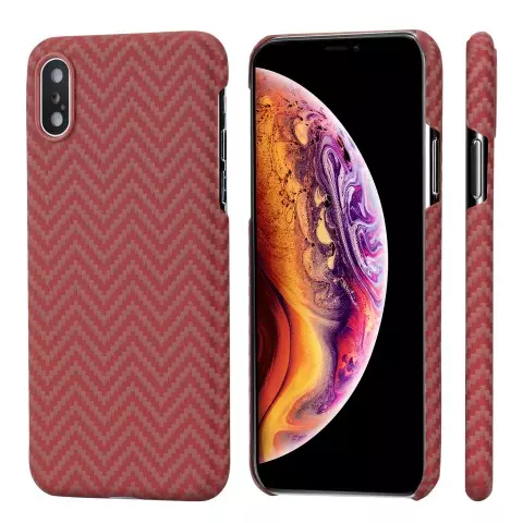 Чехол Pitaka MagCase, карбоновый, красно-оранжевый для iPhone XS