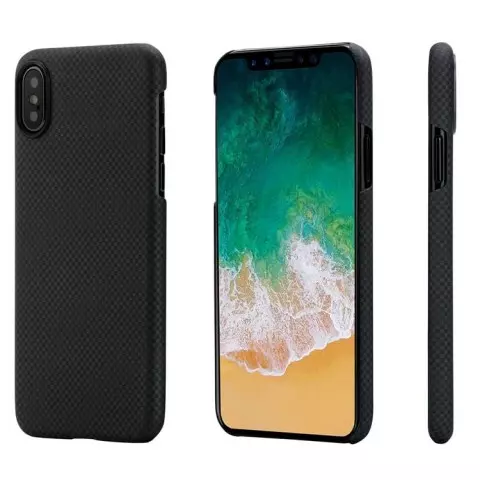 Чехол Pitaka MagCase Шахматное плетение, карбоновый, чёрный для iPhone X