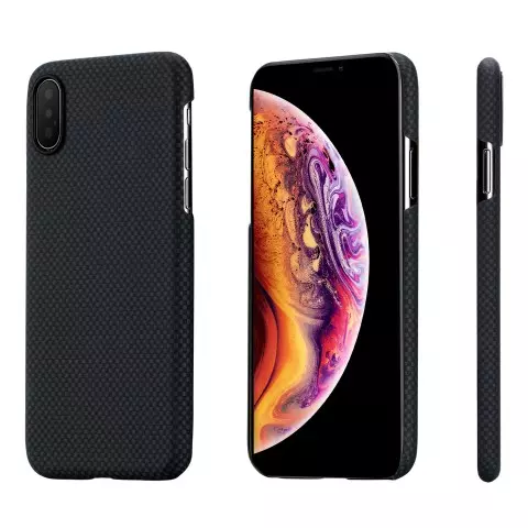 Чехол Pitaka MagCase шахматное плетение, карбоновый, чёрный для iPhone XS