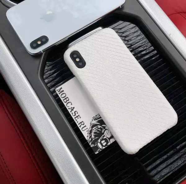 Эксклюзивный, белый, кожаный чехол Mobcase 595, под заказ на любой iPhone