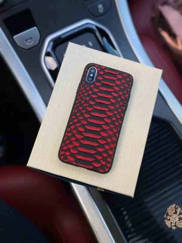 Эксклюзивный чехол из красно-чёрной кожи питона Mobcase 1254