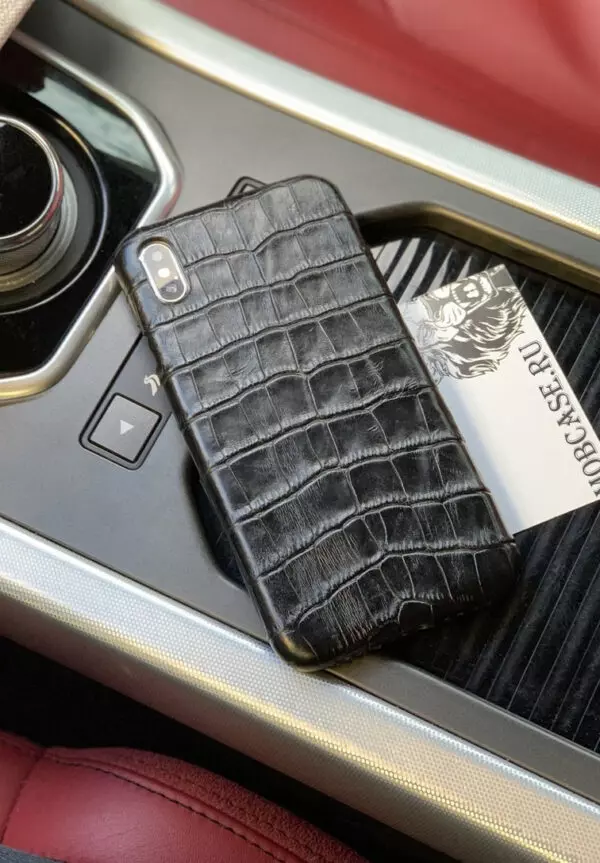 Эксклюзивный чехол из натуральной, чёрной кожи, Mobcase 746 для iPhone 7, 8, 7 Plus, 8 Plus, X, XS, XSMAX, XR