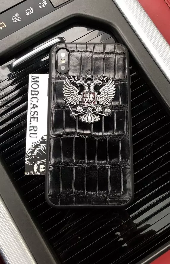 Эксклюзивный, дорогой чехол с гербом России из кожи крокодила Mobcase 653 для iPhone 7/8|7/8Plus|XXS|XSMAX|XR