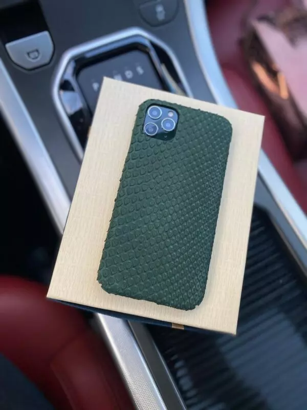 Эксклюзивный кожаный чехол из зелёной кожи питона Mobcase 1253