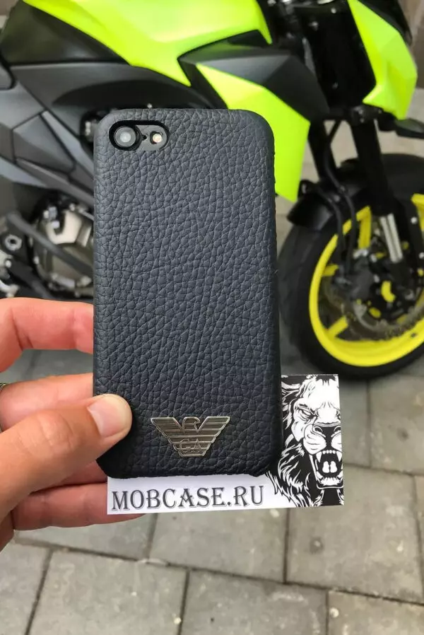 Эксклюзивный, кожаный чехол с логотипом Armani, Mobcase 727 для iPhone 7, 8, 7 Plus, 8 Plus, X, XS, XSMAX, XR