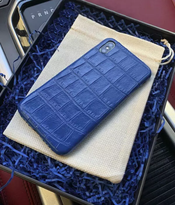 Эксклюзивный, кожаный, синий чехол с выделкой под крокодила, Mobcase 861