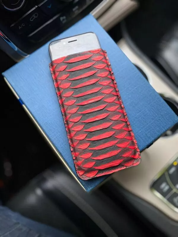 Эксклюзивный красный чехол карман из кожи питона Mobcase 1232