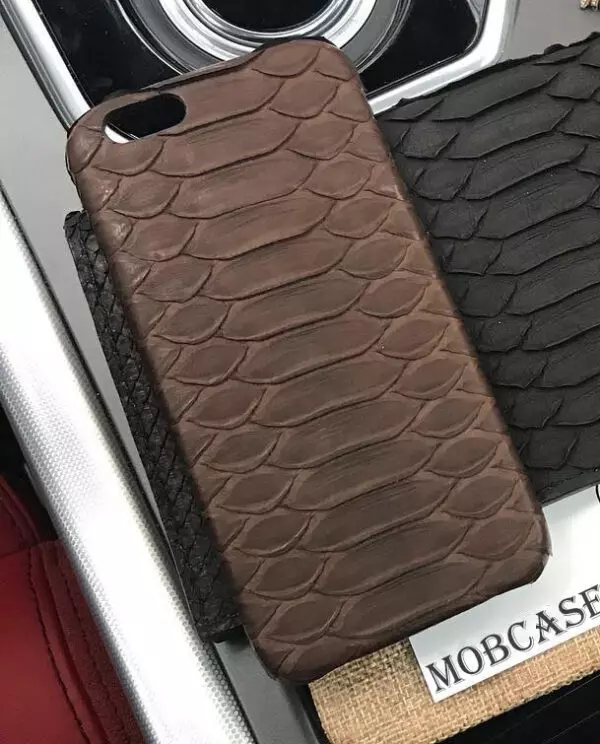Кожаный чехол, коричневый из натуральной кожи питона Mobcase 813 для iPhone 7, 8, 7 Plus, 8 Plus, X, XS, XSMAX, XR