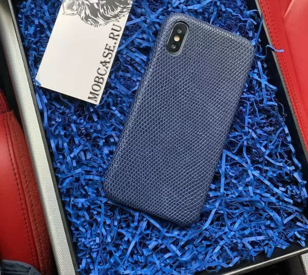 Кожаный чехол, синий из кожи игуана Mobcase 807 для iPhone 7, 8, 7 Plus, 8 Plus, X, XS, XSMAX, XR
