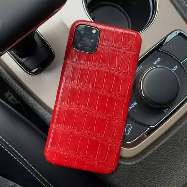 Красный чехол из натуральной, крокодиловой кожи , Mobcase 965