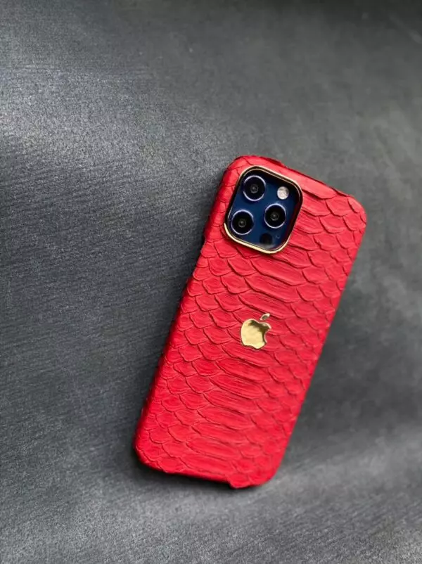 Красный кожаный чехол ручной работы с логотипом Apple Mobcase 1458