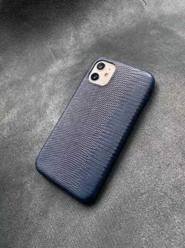Кожаный синий чехол ручной работы из игуана Mobcase 1490 для iPhone 11