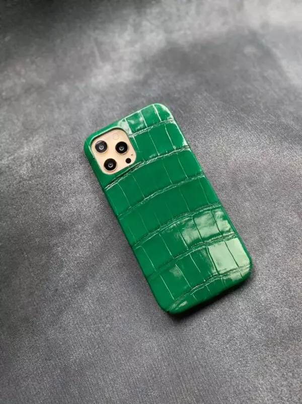 Зелёный кожаный чехол ручной работы из крокодила Mobcase 1492 для iPhone 12 Pro