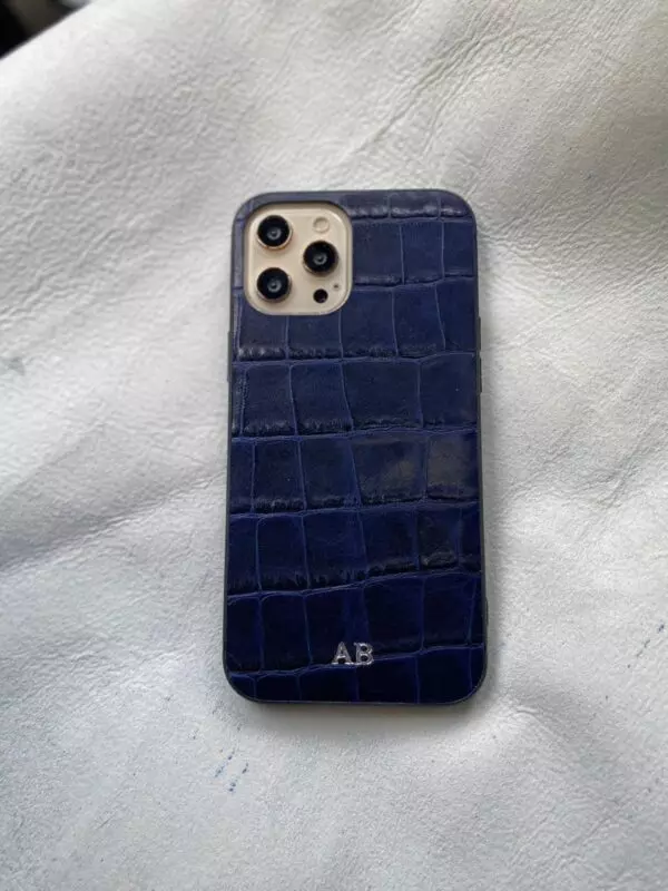 Синий кожаный чехол с инициалами Mobcase 1602