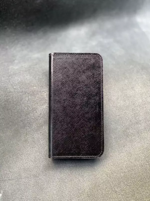 Чёрный кожаный чехол-книжка ручной работы Mobcase 1669
