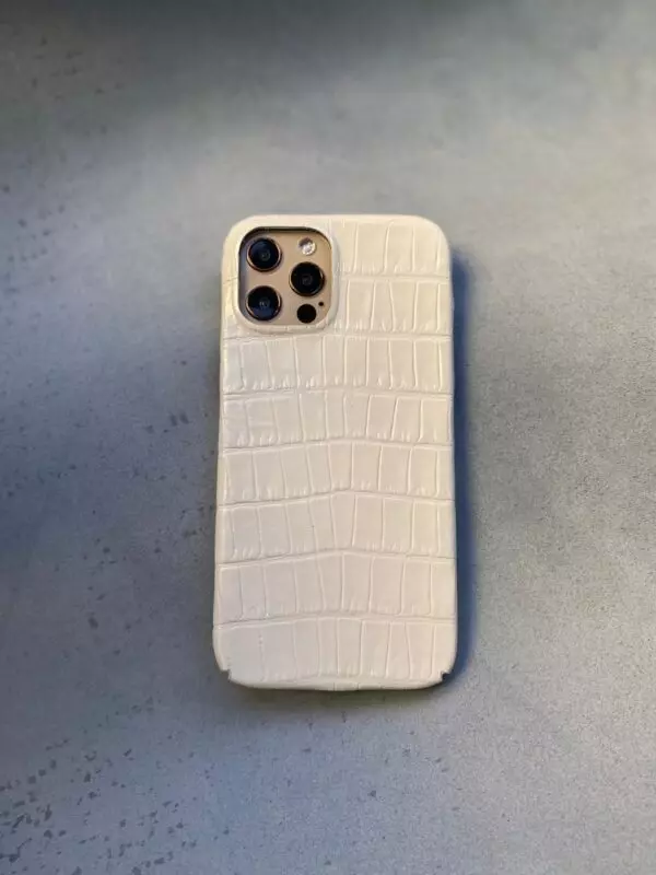 Белый кожаный чехол под крокодила Mobcase 1682